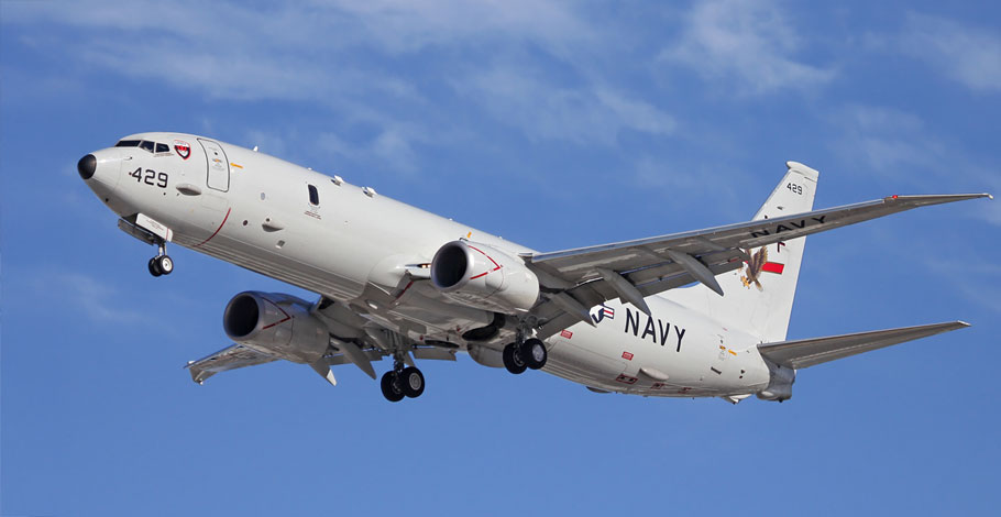 Image of a Navy Poseidon P-8 aircraft