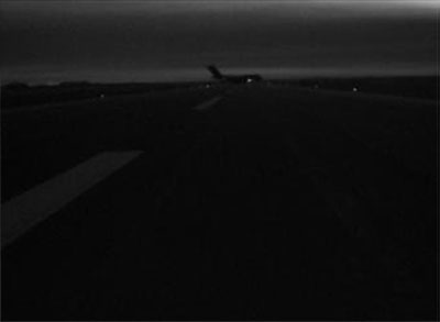 Runway view at night